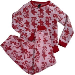 Disney 2 Pc Fleece Jogger Lounge Set Sleep Mickey Mouse Red Women’s size Small